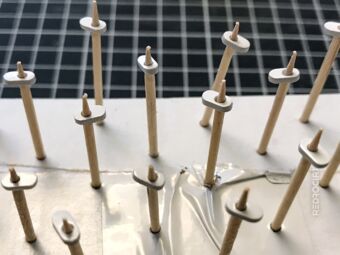 Acrylic parts put on toothpicks