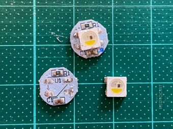 Close-up of RGBW NeoPixel Buttons